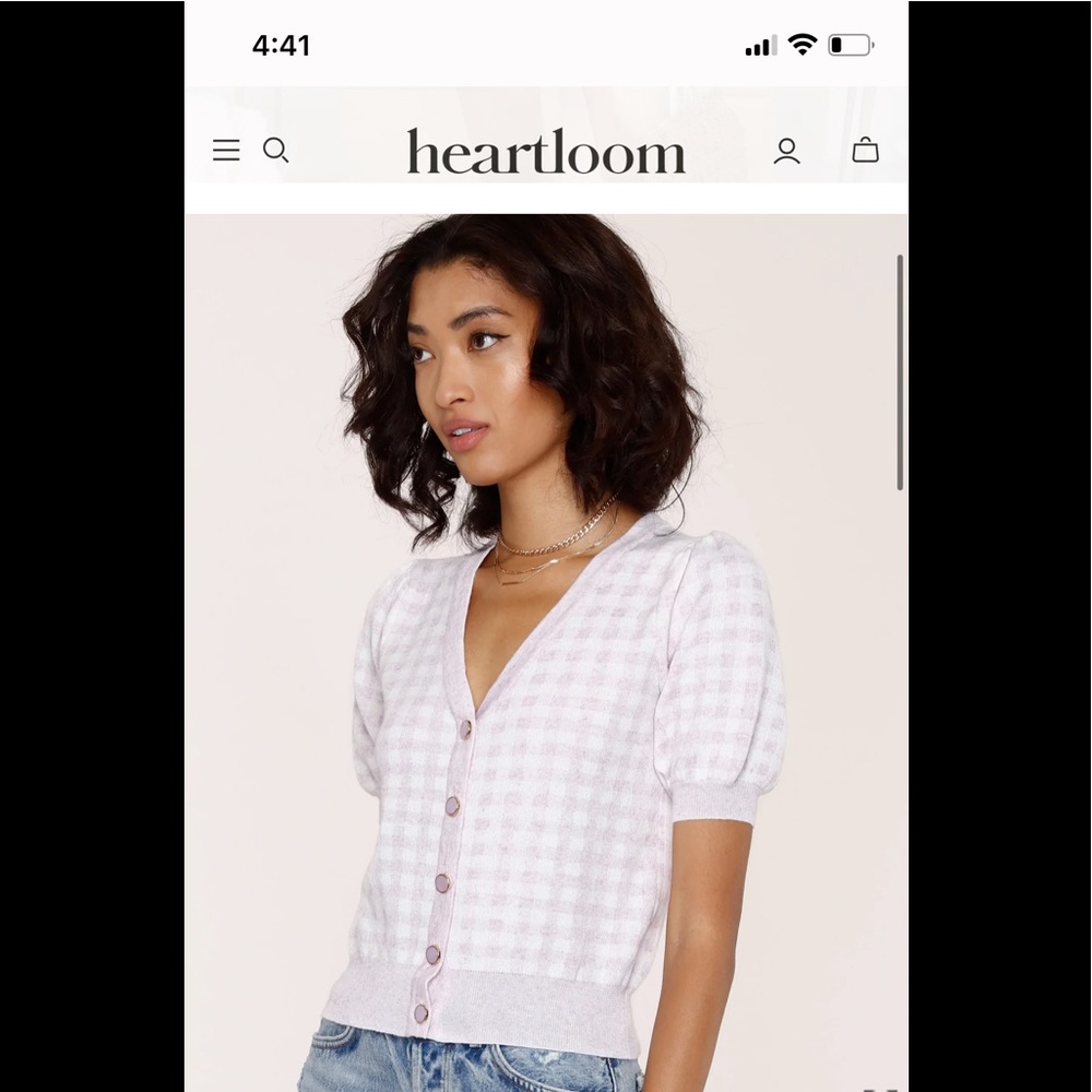 Heartloom Tucker Short Sleeve Cardigan - lavender/white